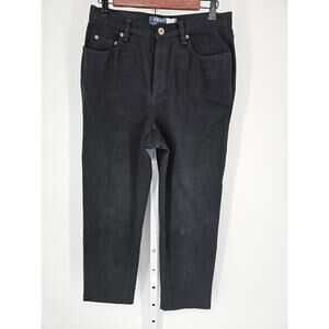 Liz Claiborne Women's Black Wide Belt Loop Cotton Straight Leg Pant Size 12P